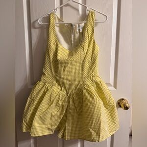 Fashion Nova Yellow Gingham Romper